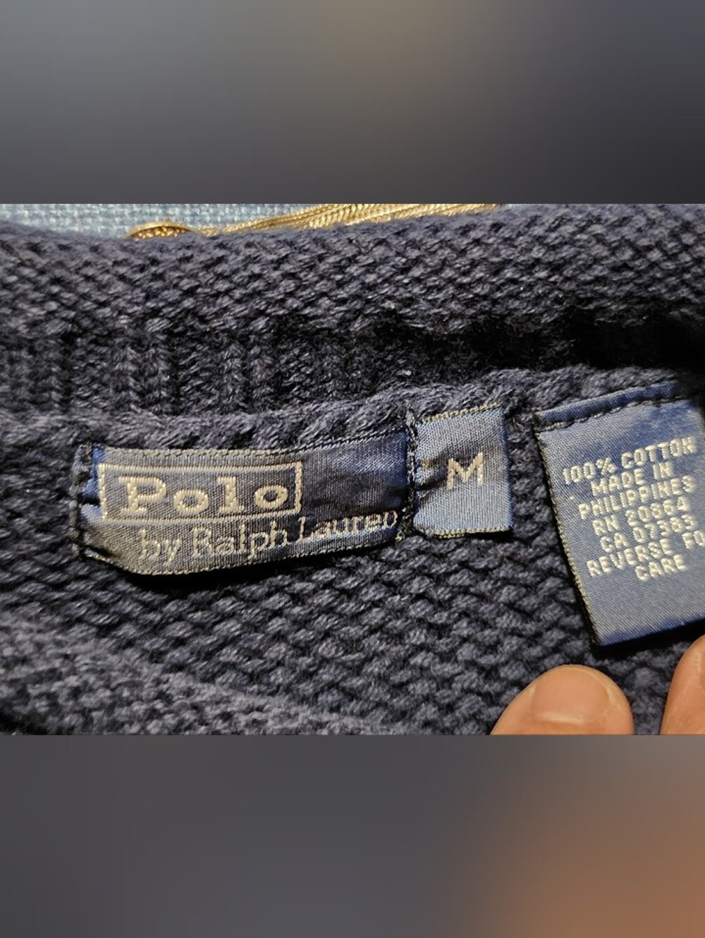 Polo by Ralph Lauren Navy Crewneck Sweater with American Flag Knit - Picture 5 of 5